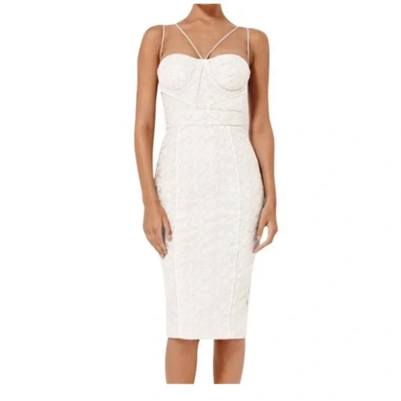 misha collection white lace dress Misha ceremony linen dress with linen lace